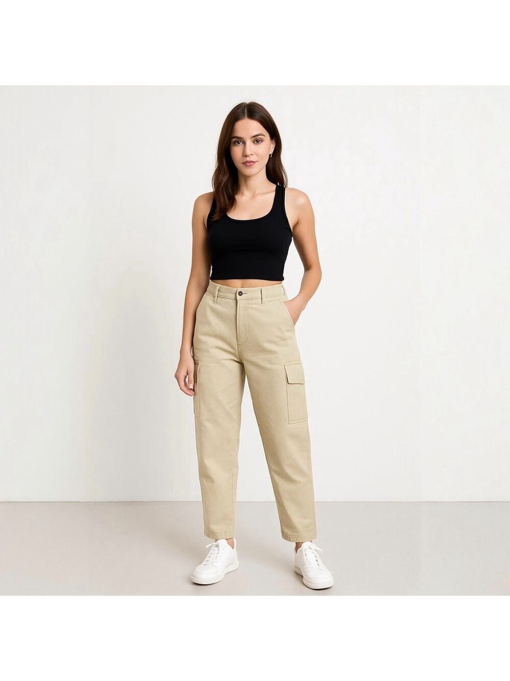 Wilfred Modern Cargo Pant Faux Leather Women's Size 0 Birch Beige - Picture 2 of 13
